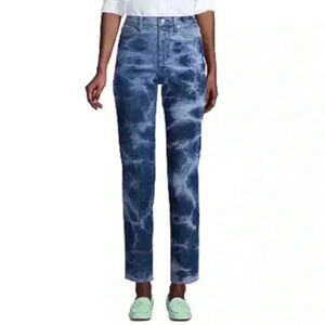 Lands End size 14 tie dye denim jeans . Straight leg high rise. EUC.